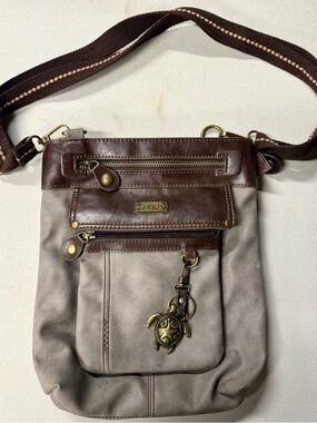Chala Gemini Crossbody Shoulder Bag Gray Faux Leather Women’s Purse